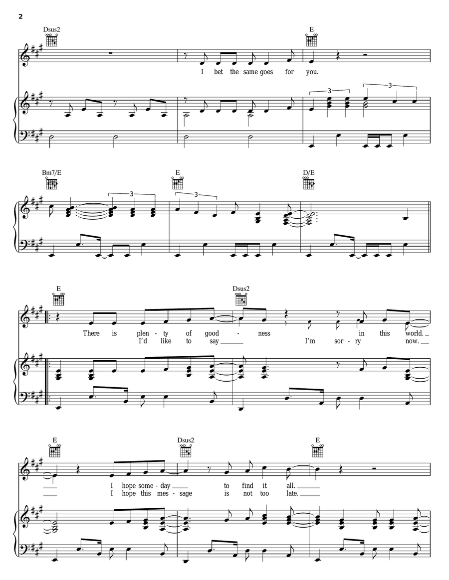 Forgiveness Forgiveness Piano, Vocal, Guitar scores gallery preview page 2