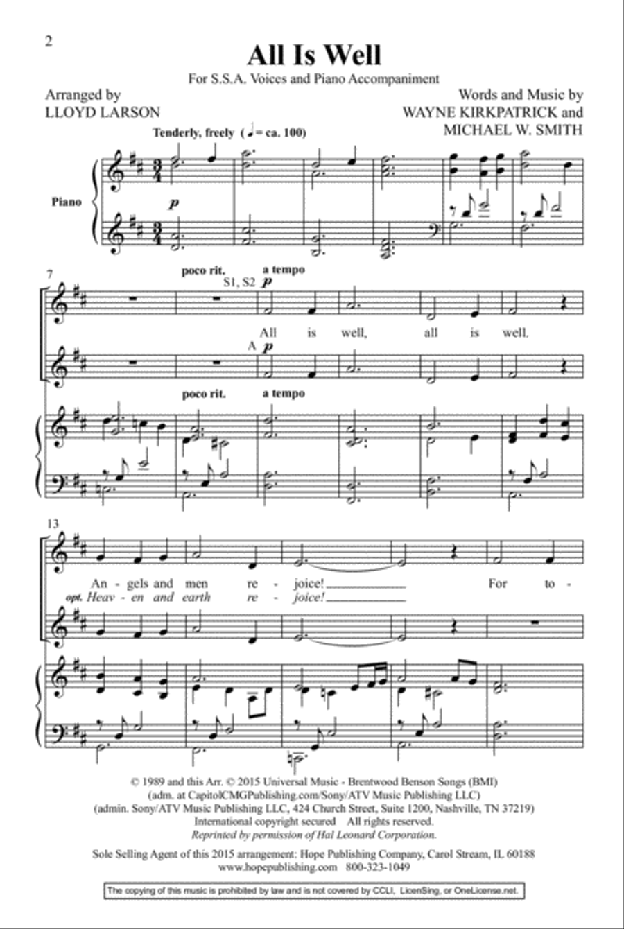All Is Well All Is Well SSA scores gallery preview page 3