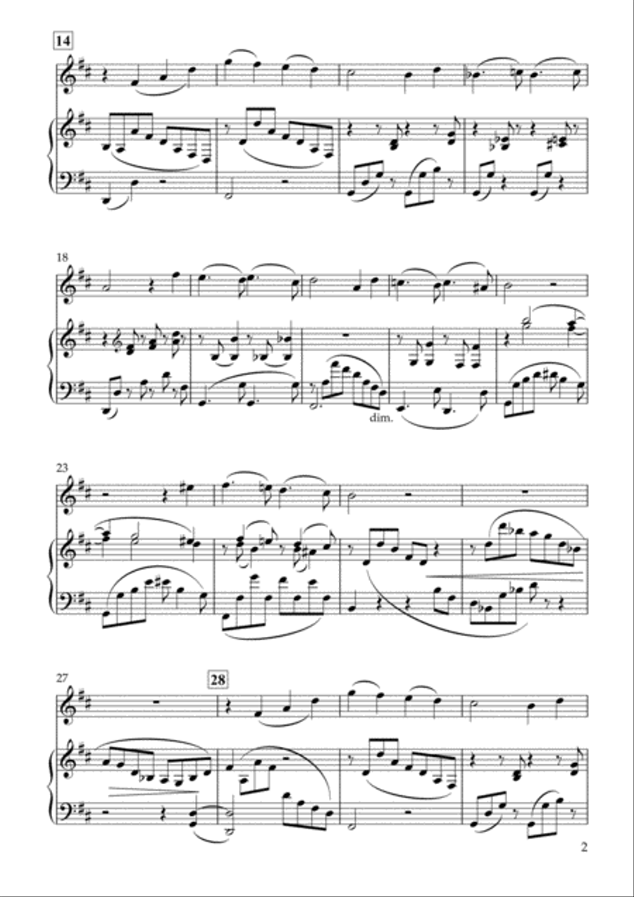 ‘Wie Melodien zieht es mir (It moves like a melody)' Op.105-1 in D Major for Oboe & Piano Piano scores gallery preview page 2