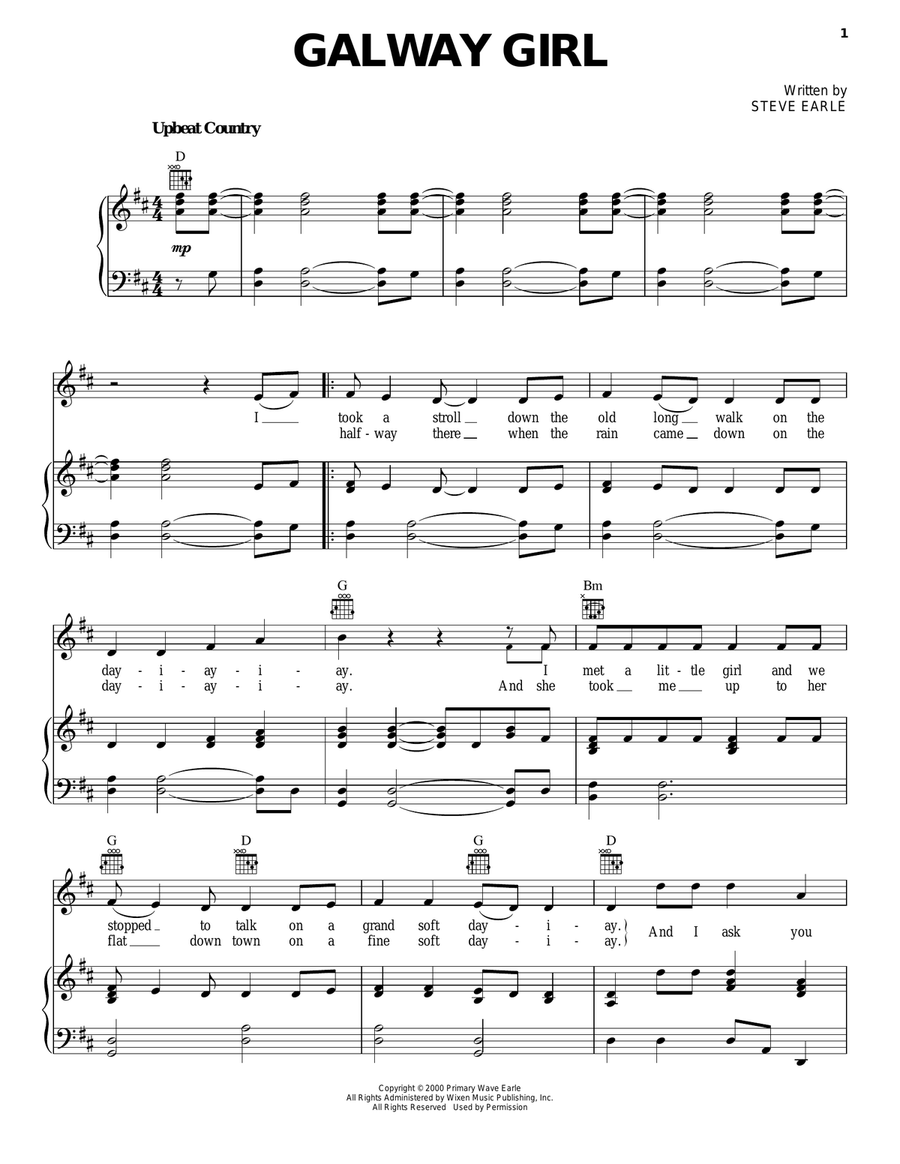 Galway Girl Piano, Vocal, Guitar scores gallery preview page 1