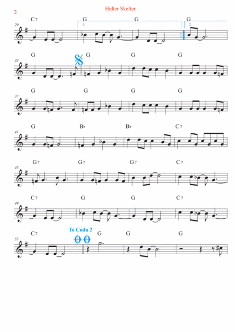 Helter Skelter B-Flat Trumpet scores gallery preview page 2