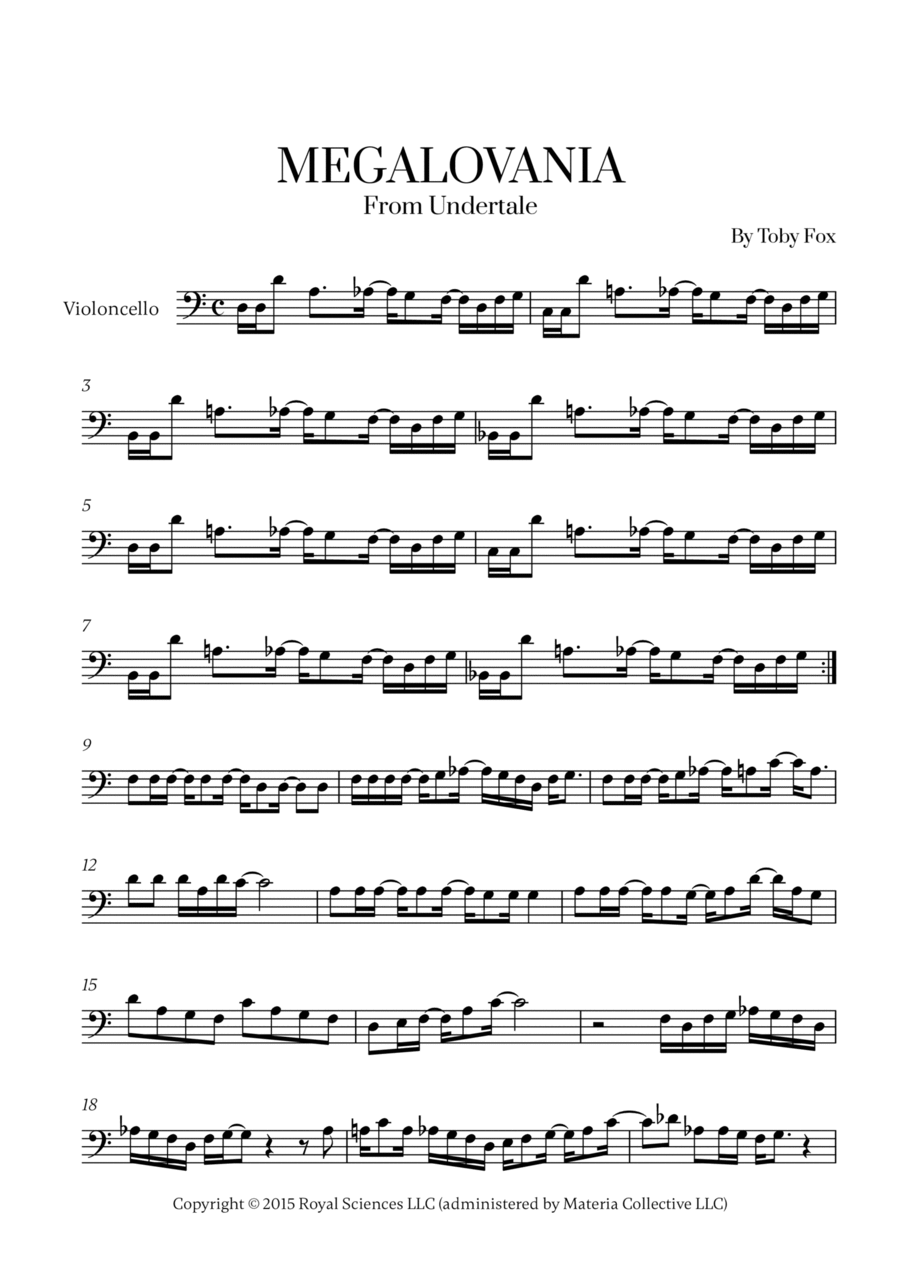 Megalovania Cello Solo scores gallery preview page 1