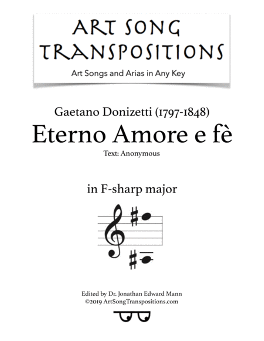DONIZETTI: Eterno Amore e fè (transposed to F-sharp major) Voice scores gallery preview page 1