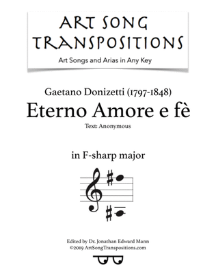 Book cover for DONIZETTI: Eterno Amore e fè (transposed to F-sharp major)