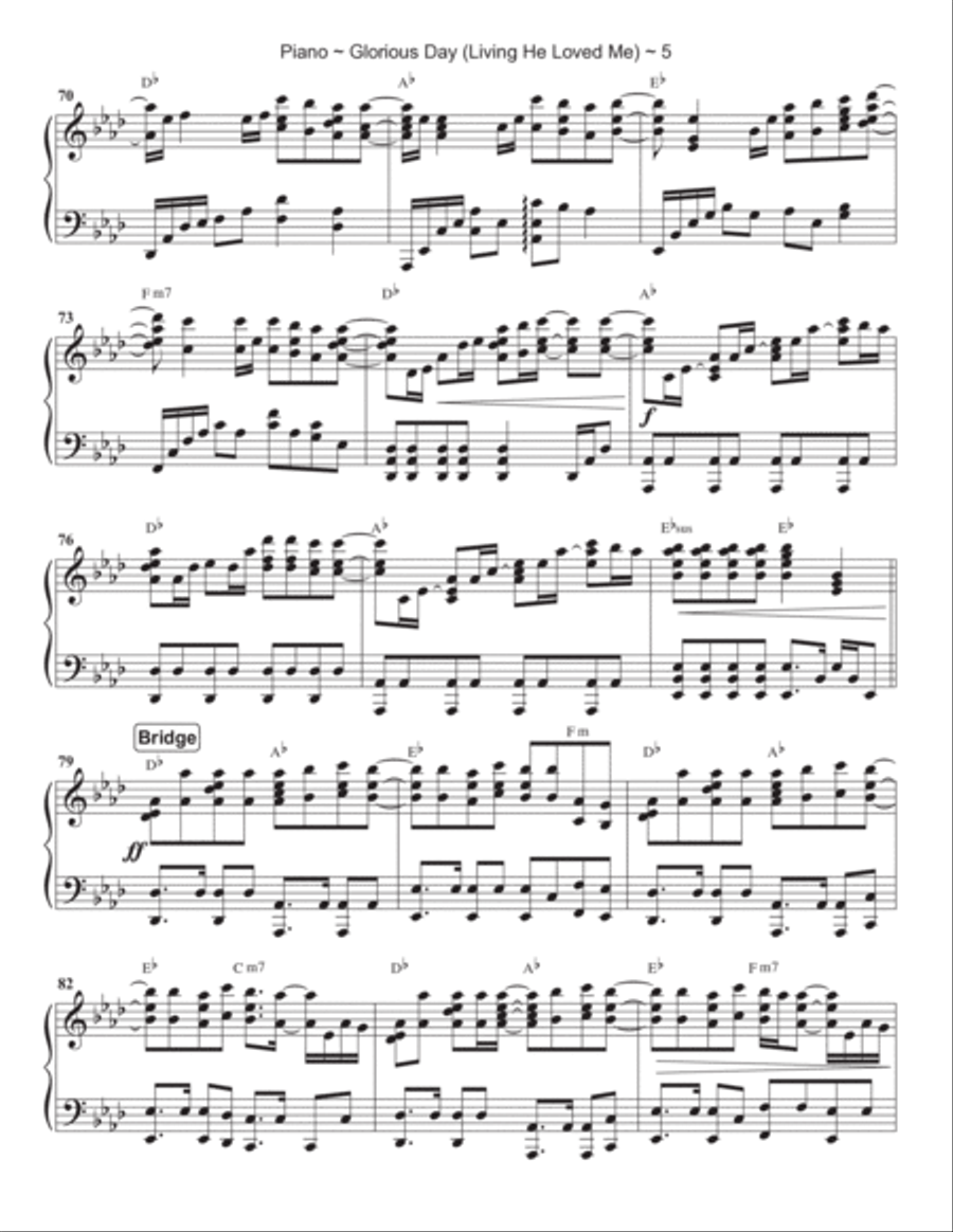 Glorious Day (living He Loved Me) Piano Solo scores gallery preview page 6