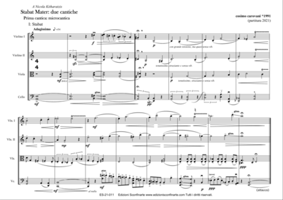 Cosimo Carovani: STABAT MATER due cantiche (ES-21-011) - Score Only