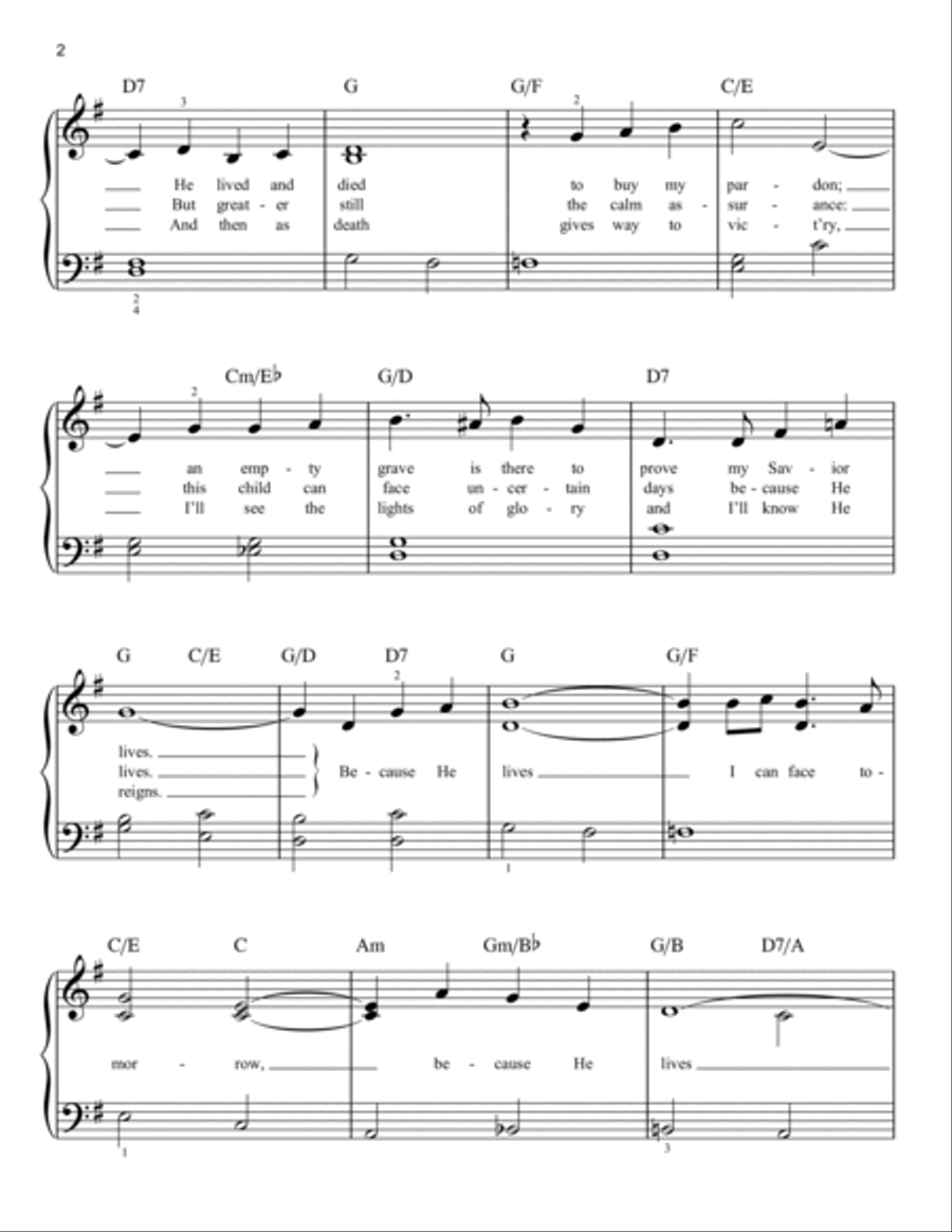 Because He Lives Because He Lives Easy Piano scores gallery preview page 2