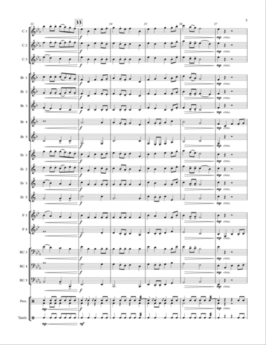 Castle on the Hill - for adaptable quintet Concert Band scores gallery preview page 5
