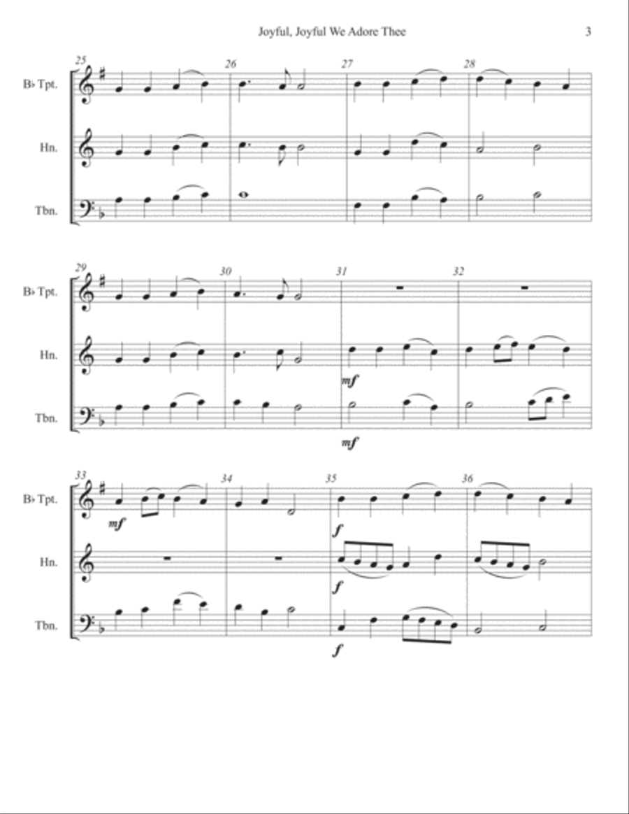 Joyful, Joyful We Adore Thee for Brass Trio Joyful, Joyful We Adore Thee for Brass Trio Brass Trio scores gallery preview page 6