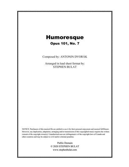 Humoresque (Dvorak) - Lead sheet (key of E)