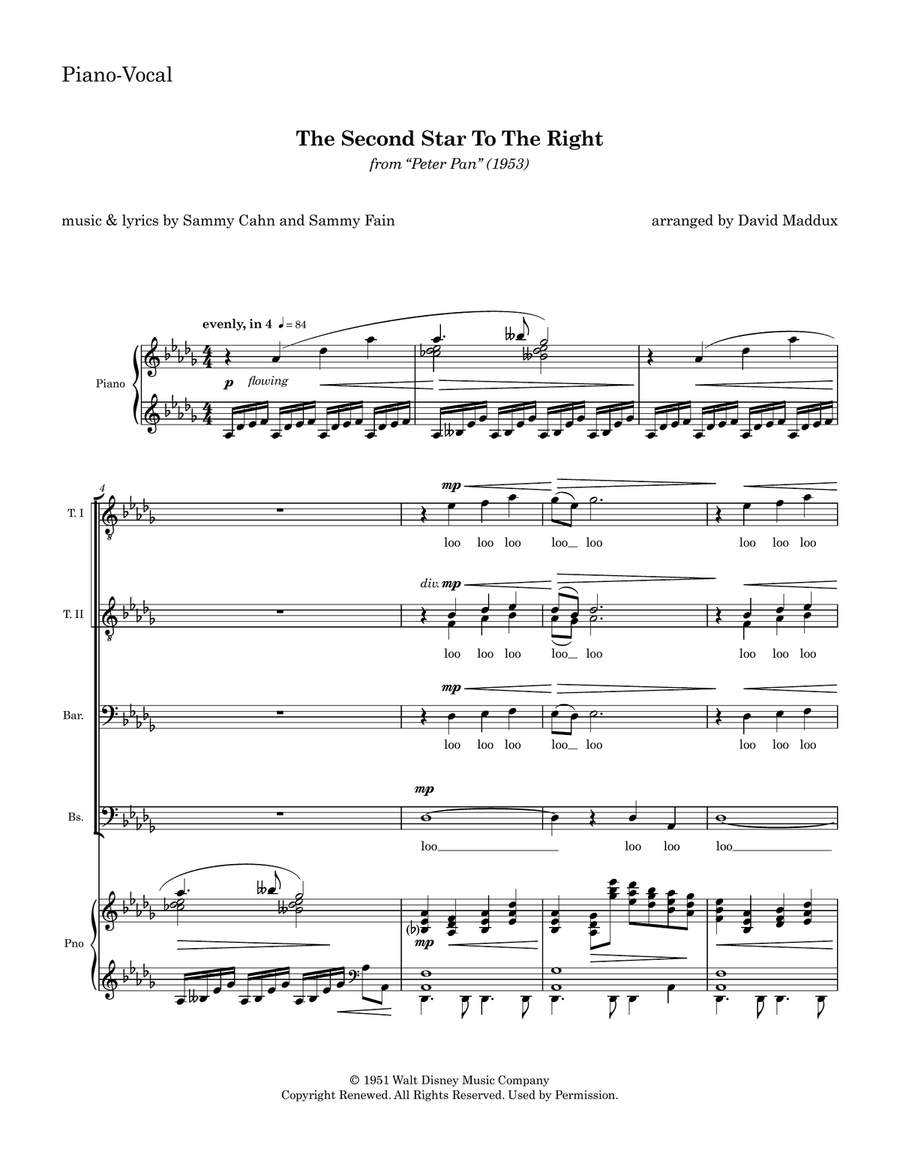 The Second Star To The Right TTBB scores gallery preview page 1