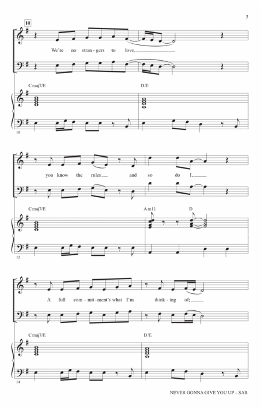 Never Gonna Give You Up (arr. Roger Emerson) 3-Part scores gallery preview page 2