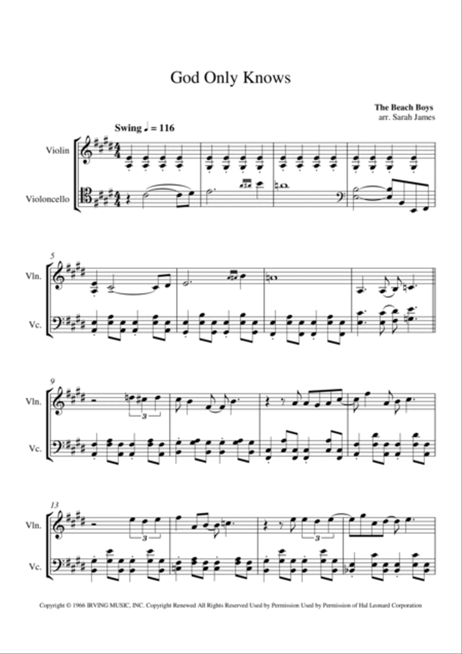 God Only Knows Score and Parts scores gallery preview page 2