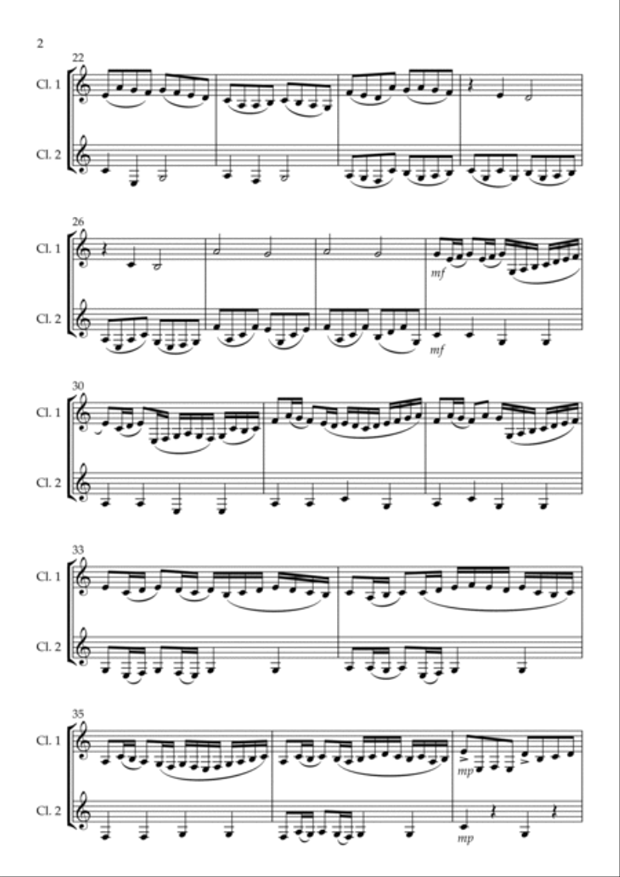 Canon in D - Easy Clarinet Duet Clarinet Duet scores gallery preview page 2