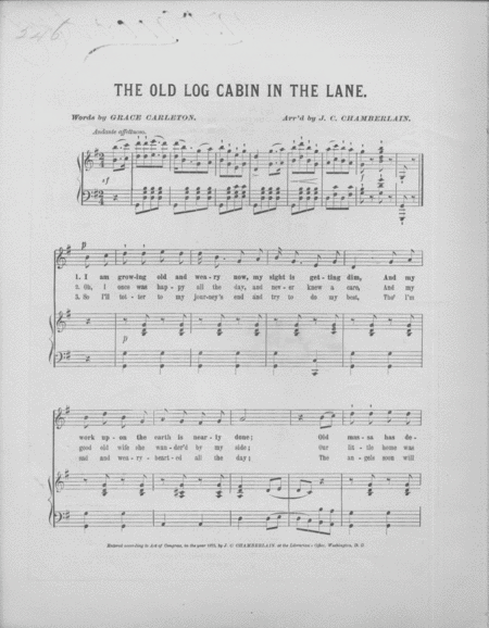 The Old Log Cabin in the Lane. Song & chorus