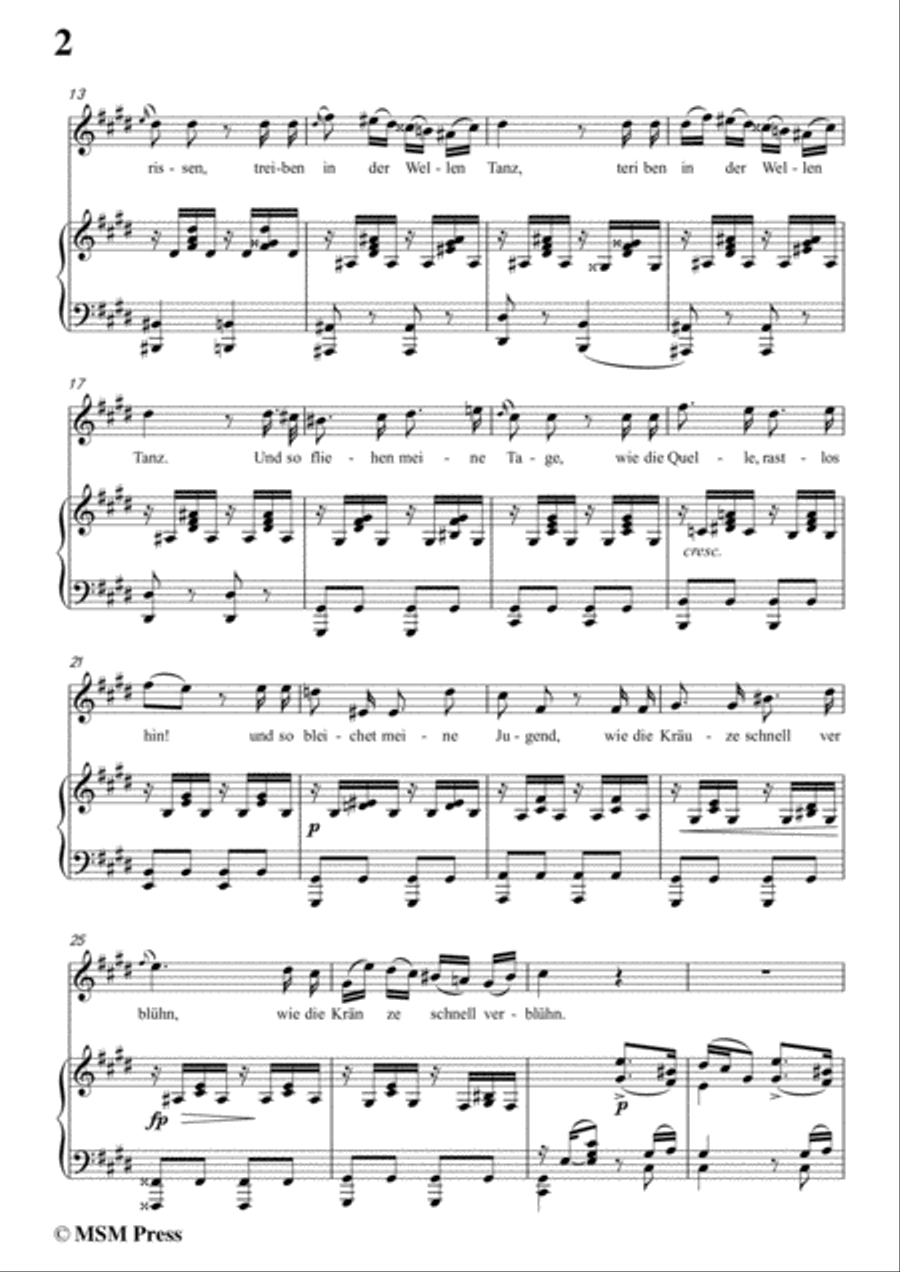 Schubert-Der Jüngling am Bache,Op.87 No.3,in c sharp minor,for voice and piano Voice Solo scores gallery preview page 4