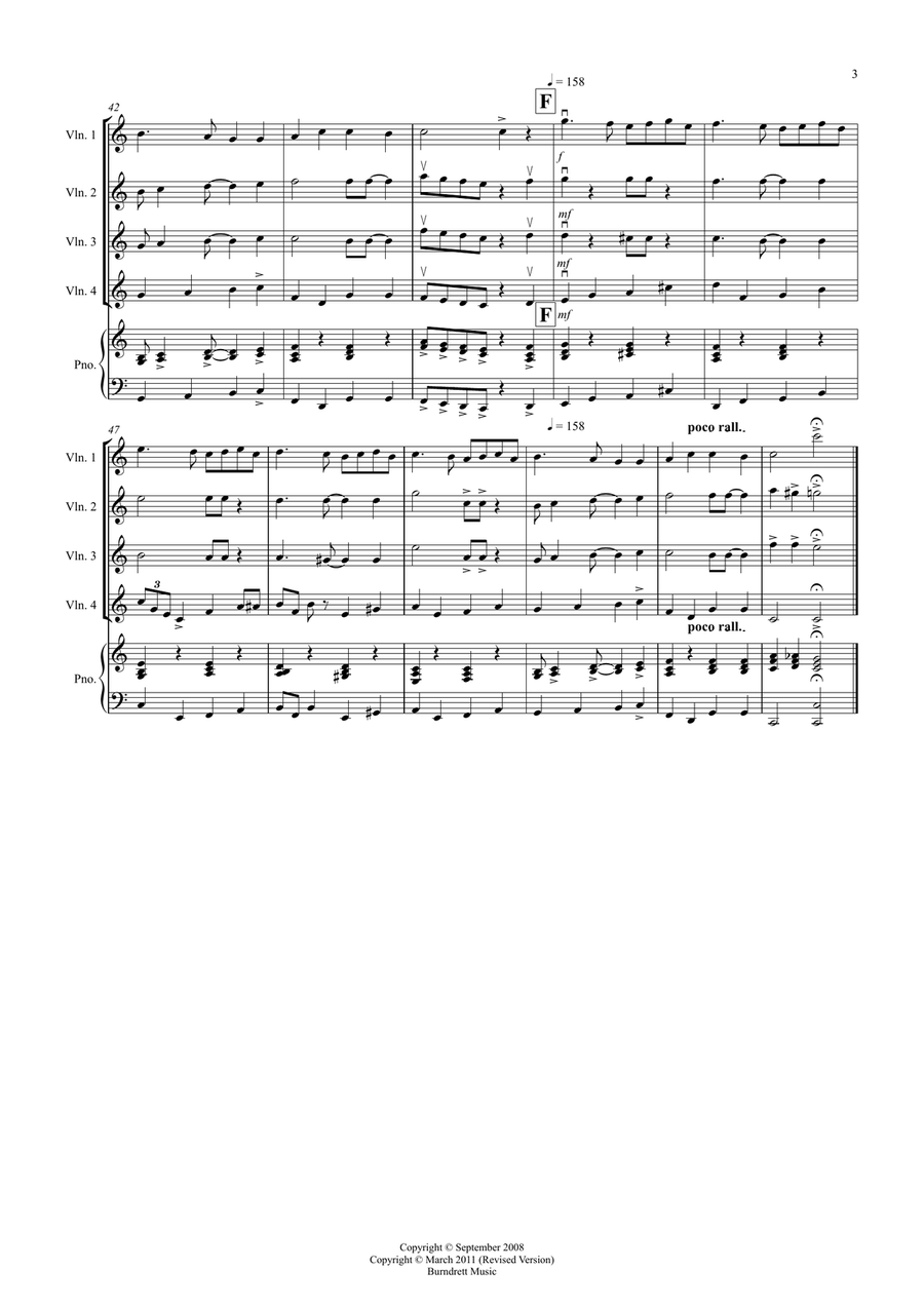 Ding Dong Merrily on High (Jazzy Style!) for Violin Quartet Violin Solo scores gallery preview page 3