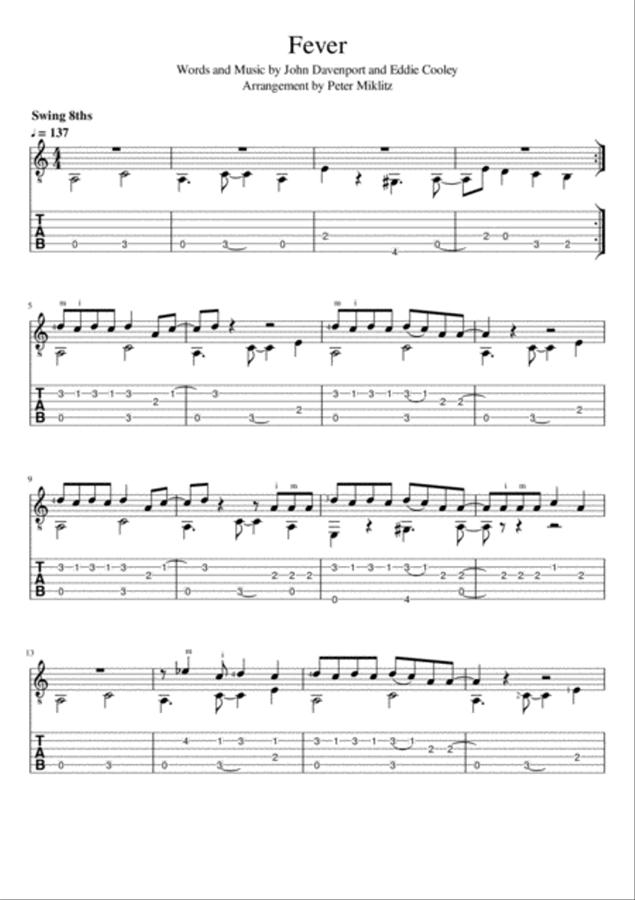 Fever Electric Guitar scores gallery preview page 1