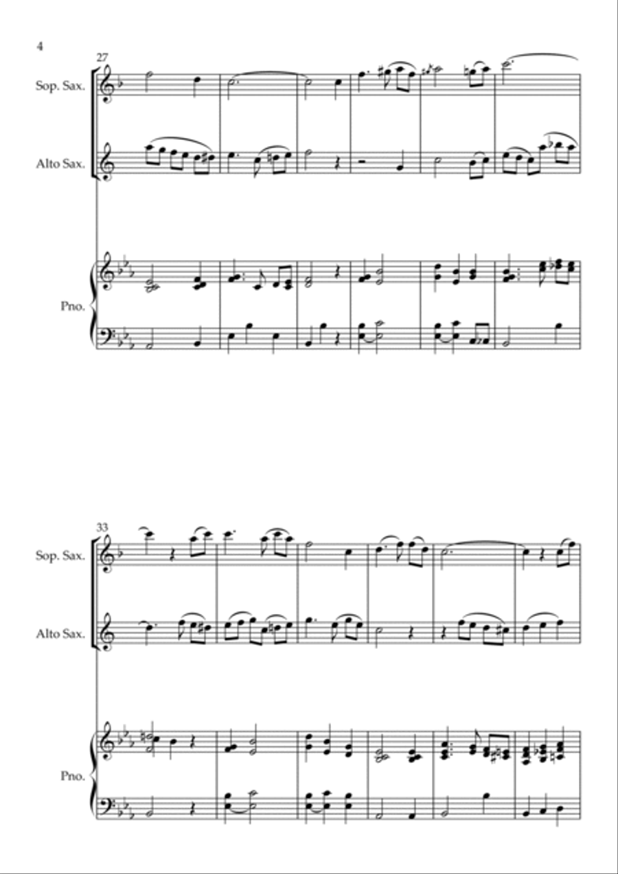 The Amazing Grace Blues, for Soprano and Alto Saxophone and Piano Woodwind Duet scores gallery preview page 4