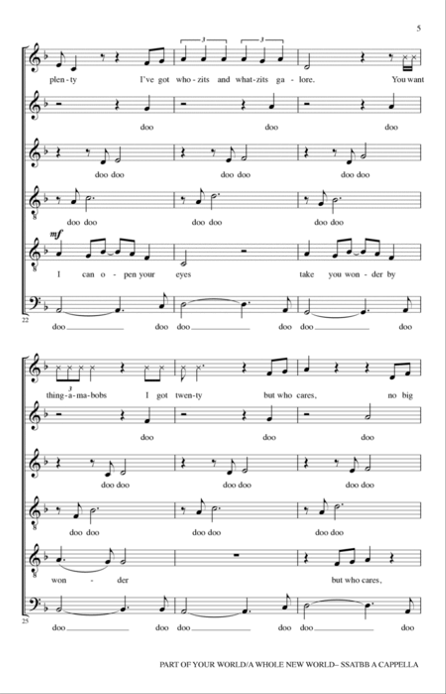 Part Of Your World/A Whole New World (from The Little Mermaid/Aladdin) (arr. Deke Sharon) 4-Part scores gallery preview page 5