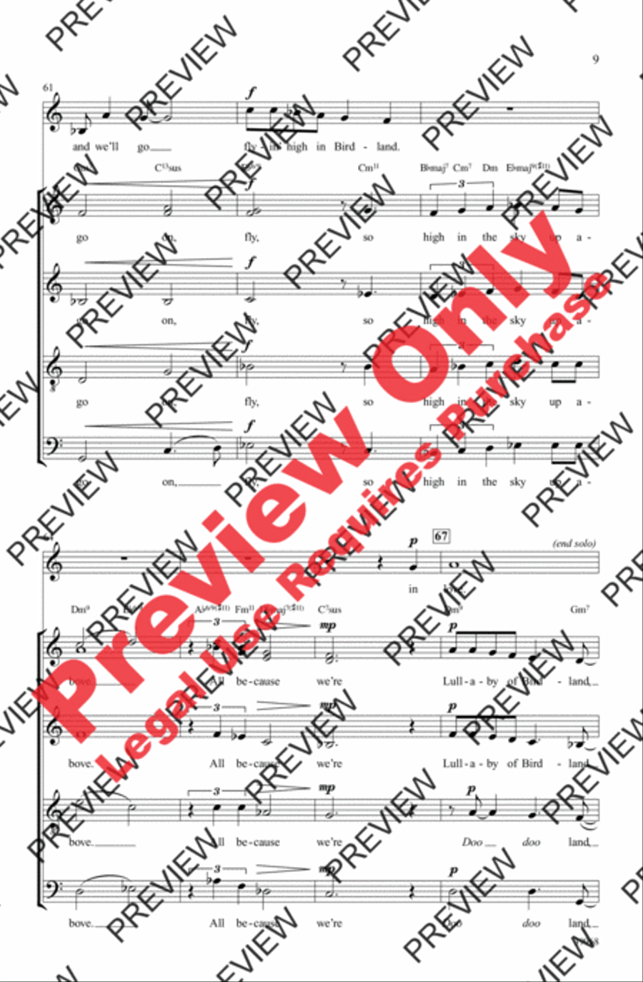 Lullaby of Birdland 4-Part scores gallery preview page 9