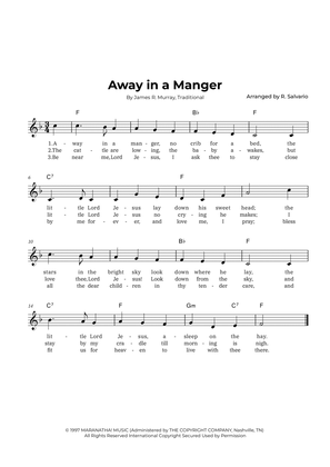 Away in a Manger (Key of F Major)