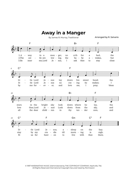 Away in a Manger (Key of F Major) image number null