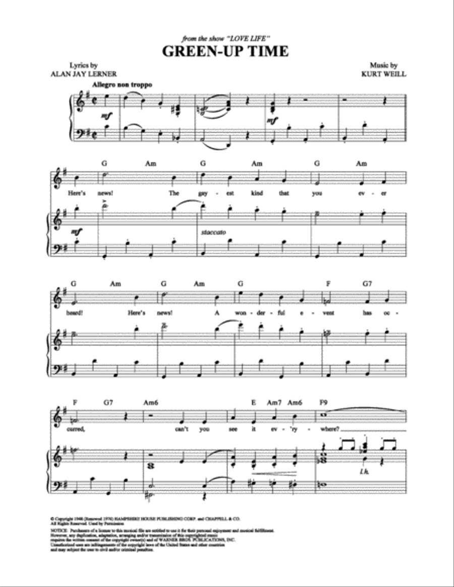 Green-up Time Green-up Time Piano, Vocal, Guitar scores gallery preview page 1