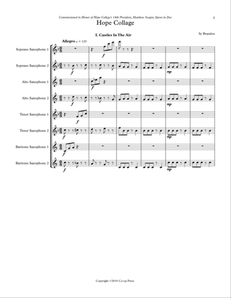 Hope Collage for Saxophone Octet Woodwind Ensemble scores gallery preview page 3