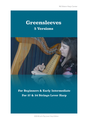 Book cover for - Greensleeves - 6 versions -beginner to intermediate & 27/34 String Harp | McTelenn Harp Center