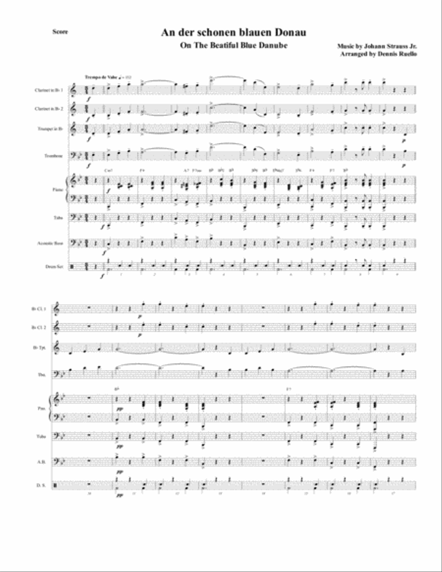 An der schonen blauen Donau - On The Beautiful Blue Danube (The Blue Danube Waltz) - Oktoberfest Large Ensemble scores gallery preview page 1