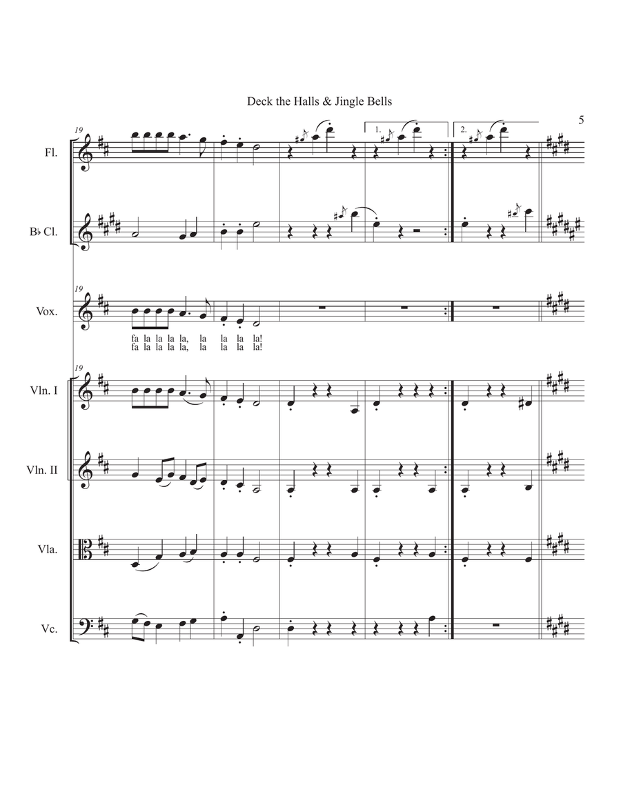 Deck the Halls & Jingle Bells Small Ensemble scores gallery preview page 5
