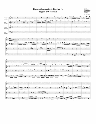Fugue from Das wohltemperierte Klavier II, BWV 886/II (arrangement for 4 recorders)