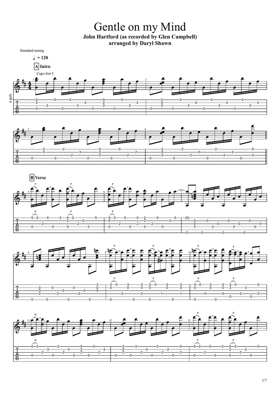 Gentle On My Mind Acoustic Guitar scores gallery preview page 1