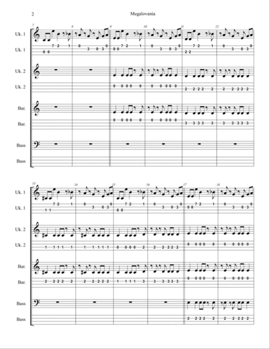 MEGALOVANIA (from Undertale) Ukulele scores gallery preview page 2