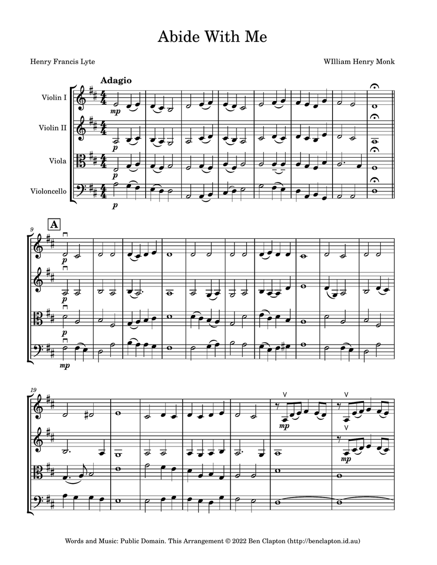 Abide with Me String Quartet scores gallery preview page 1