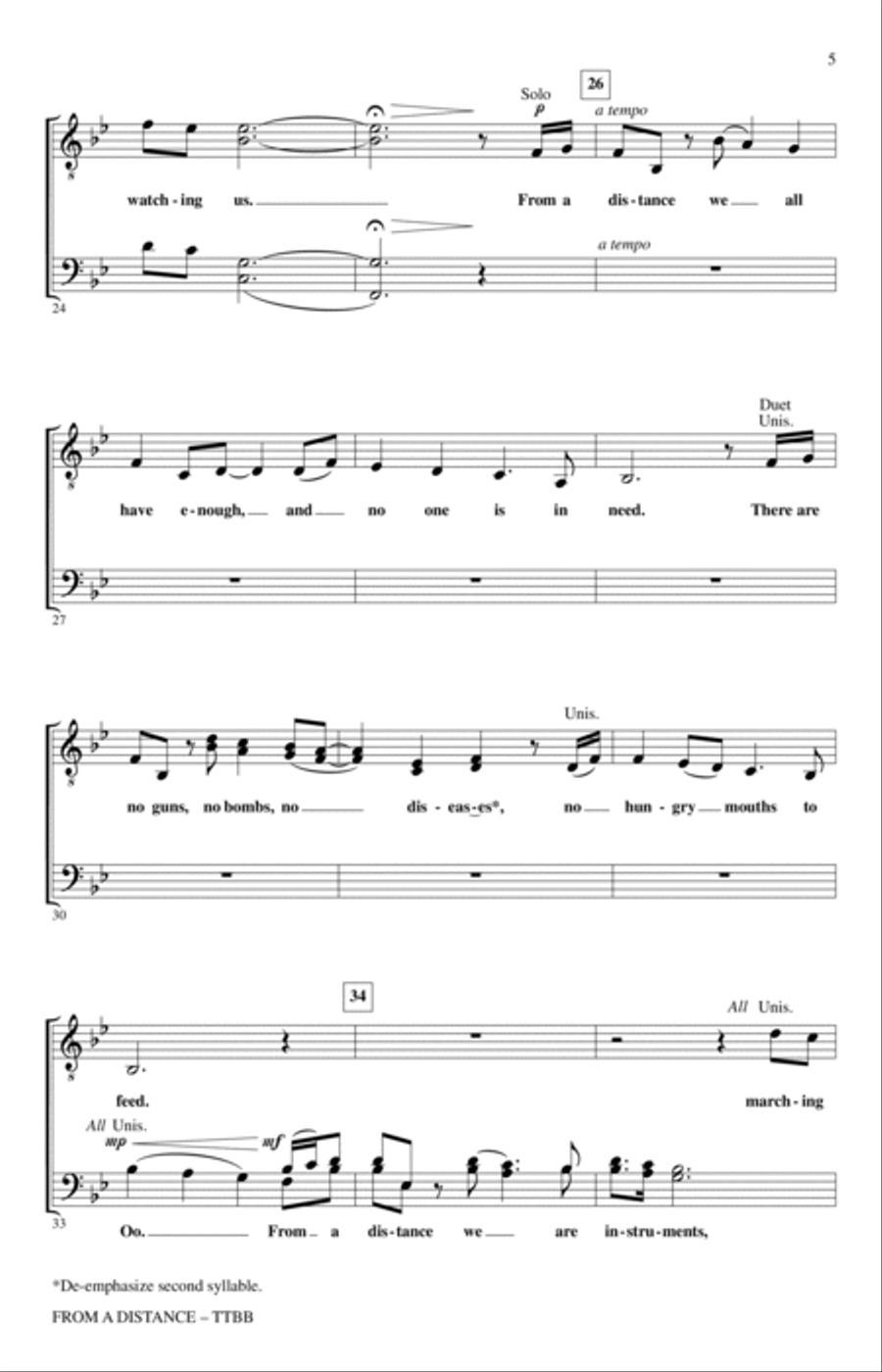 From A Distance (arr. Mac Huff) TTBB scores gallery preview page 3