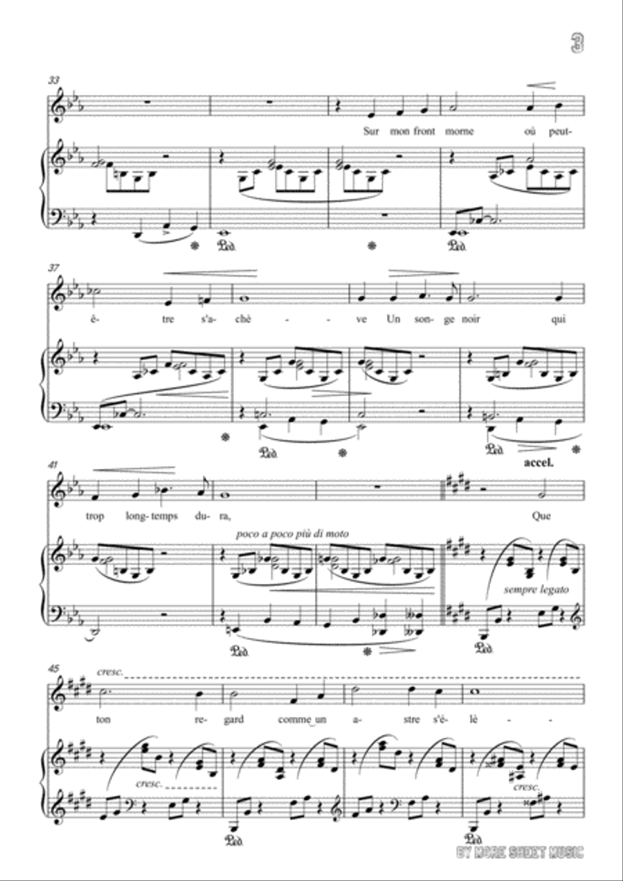 Liszt-Oh!Quand je dors in E flat Major,for Voice and Piano Voice Solo scores gallery preview page 5