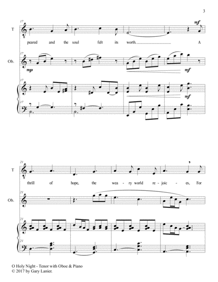 O HOLY NIGHT (Tenor Solo with Oboe & Piano - Score & Parts included) image number null