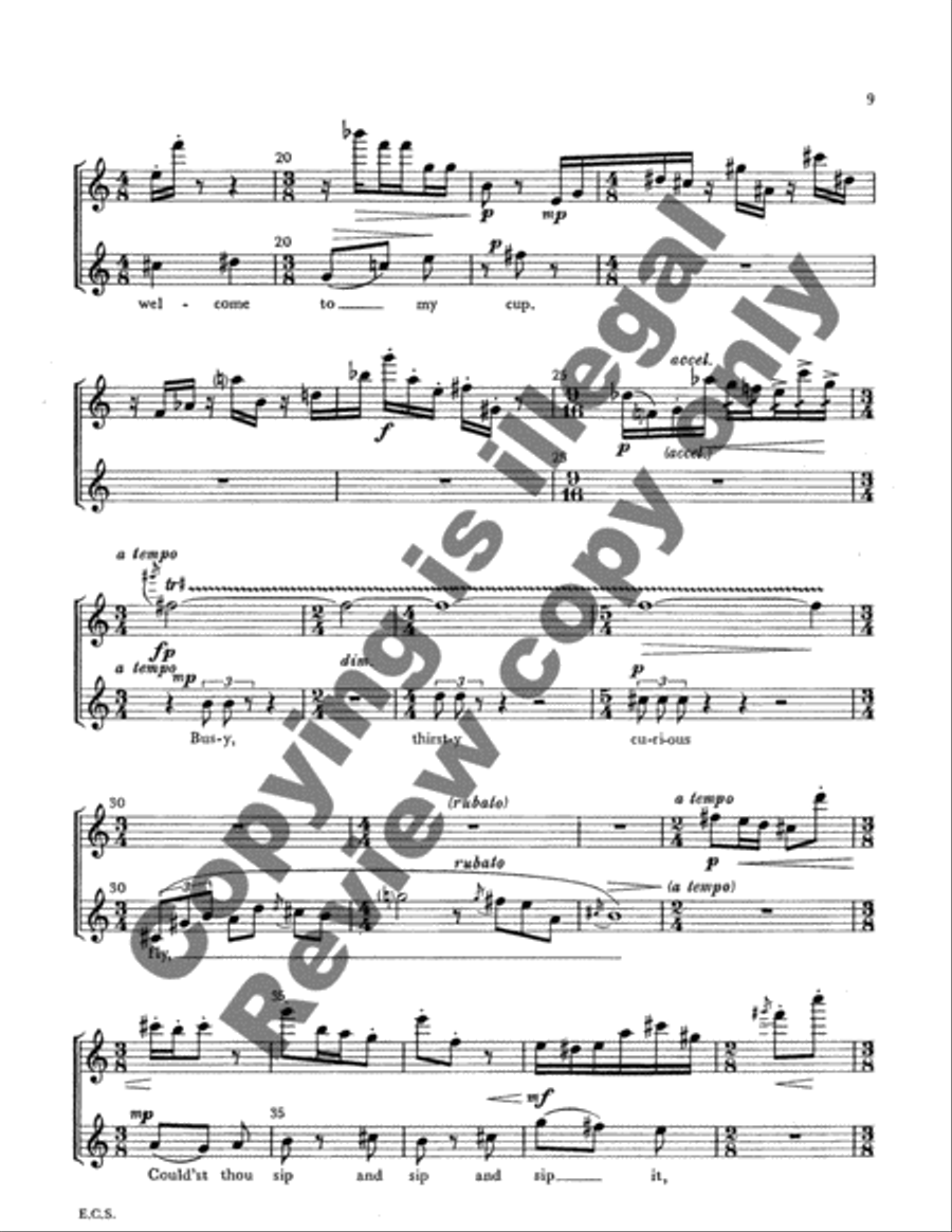 Three Songs on Elizabethan Texts Flute scores gallery preview page 7