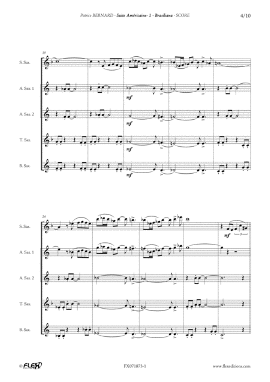Suite Americaine - 1 - Brasiliana Saxophone Quintet scores gallery preview page 4