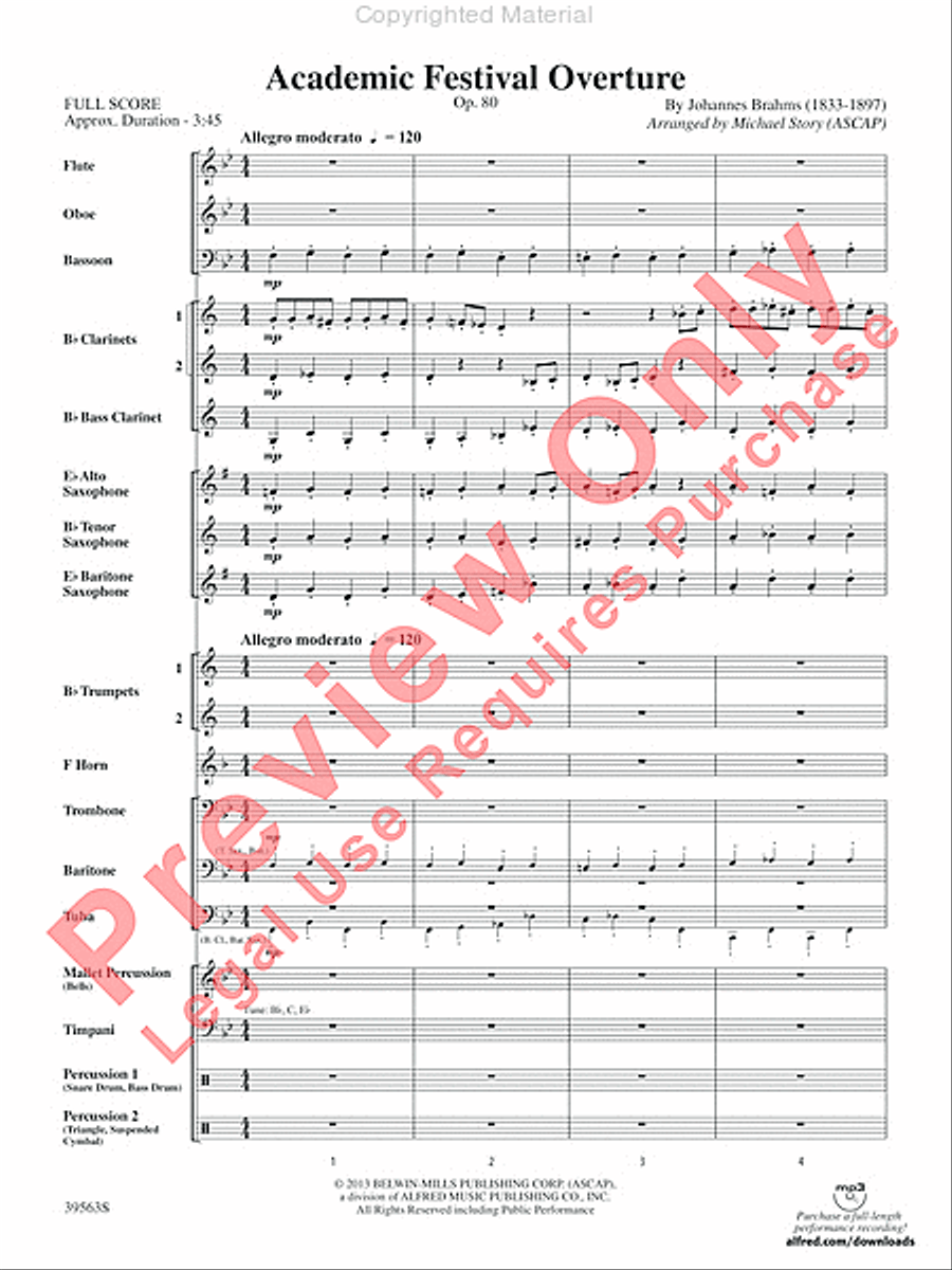 Academic Festival Overture Concert Band scores gallery preview page 3