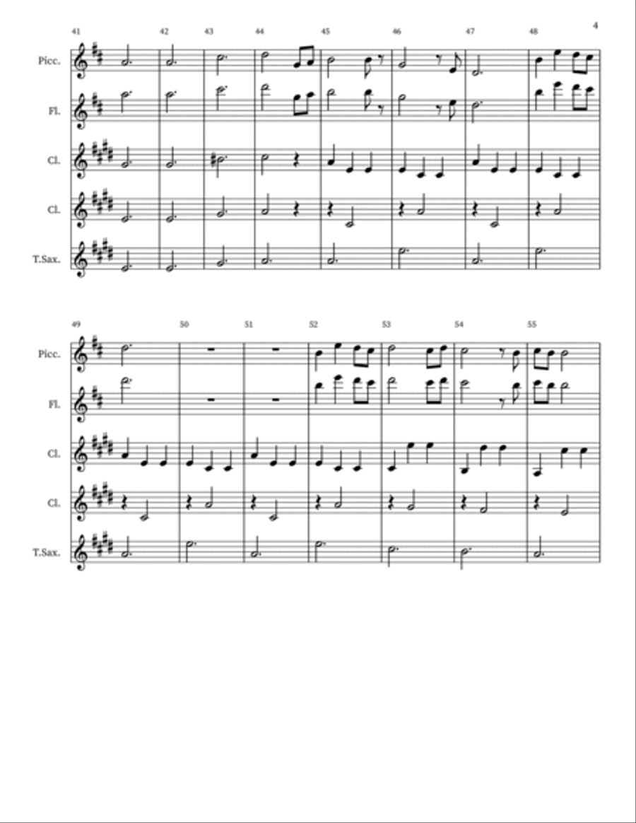 Je Te Laisserai Des Mots Woodwind Quintet scores gallery preview page 4