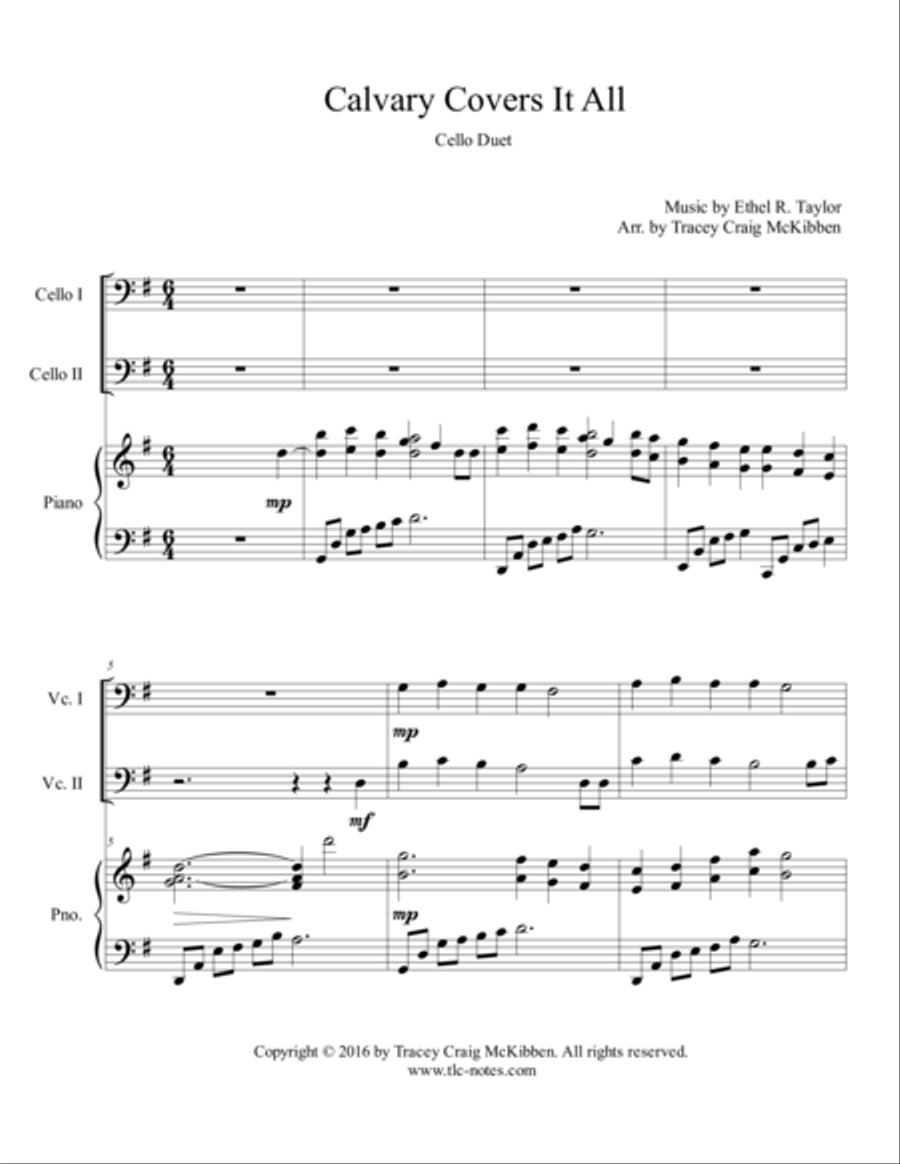 Calvary Covers It All for Cello Duet String Duet scores gallery preview page 1