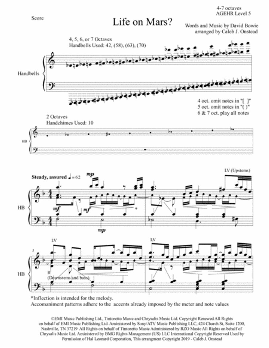 Life On Mars Handbell Choir scores gallery preview page 1