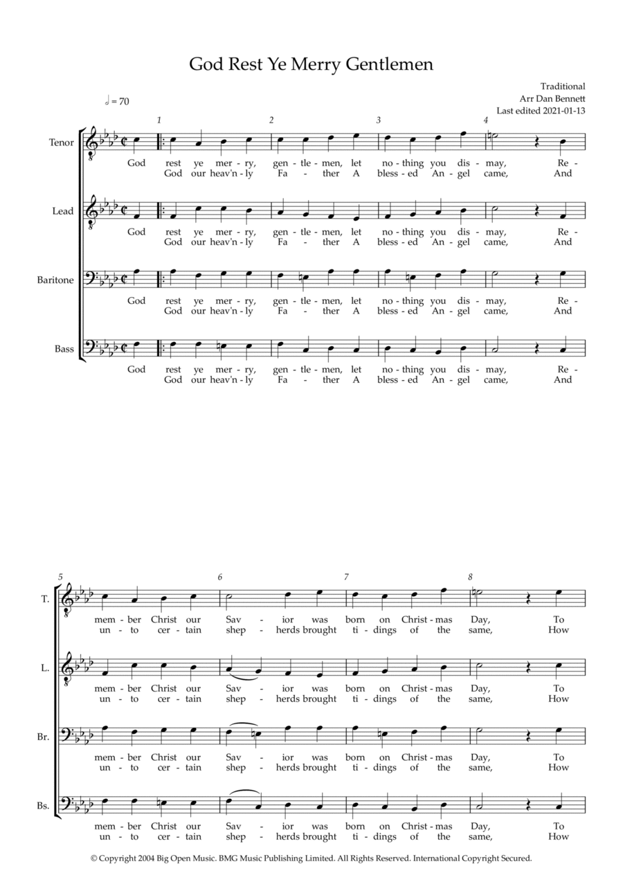 God Rest Ye Merry Gentlemen TTBB scores gallery preview page 1