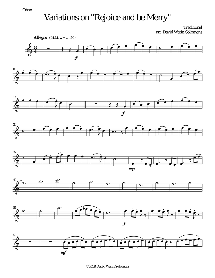 Variations on Rejoice and Be Merry (The Gallery Carol) for double-reed trio Woodwind Trio scores gallery preview page 6