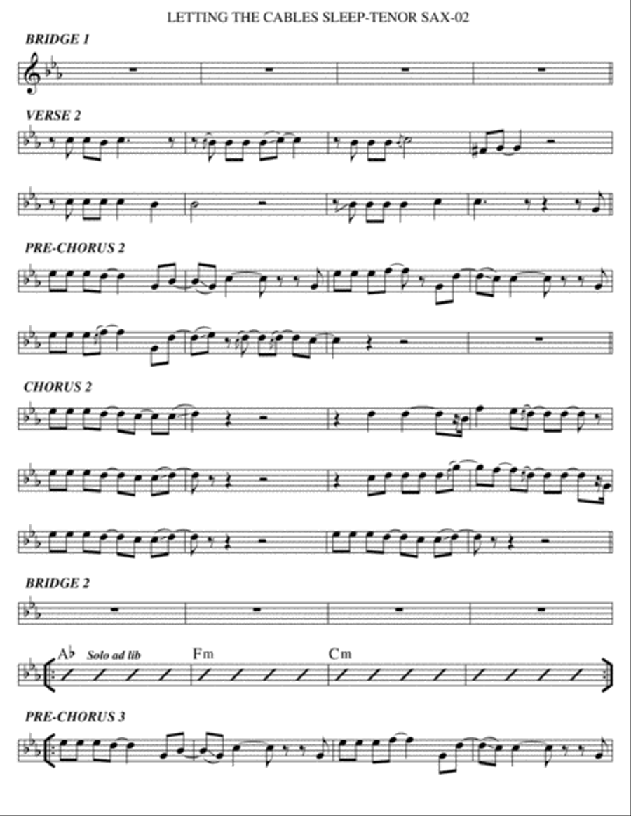 Letting The Cables Sleep Tenor Saxophone scores gallery preview page 2