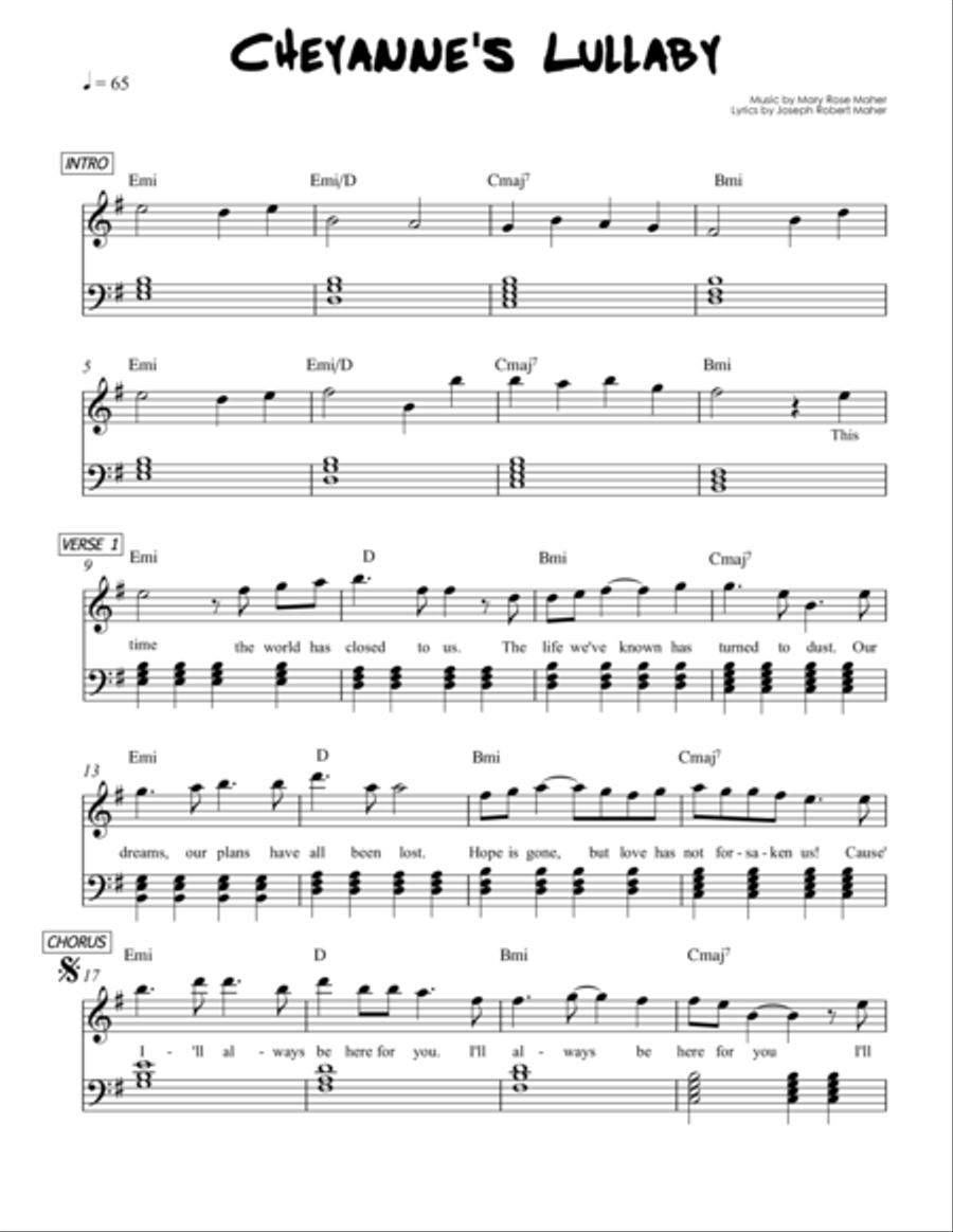 Cheyanne's Lullaby Easy Piano scores gallery preview page 1