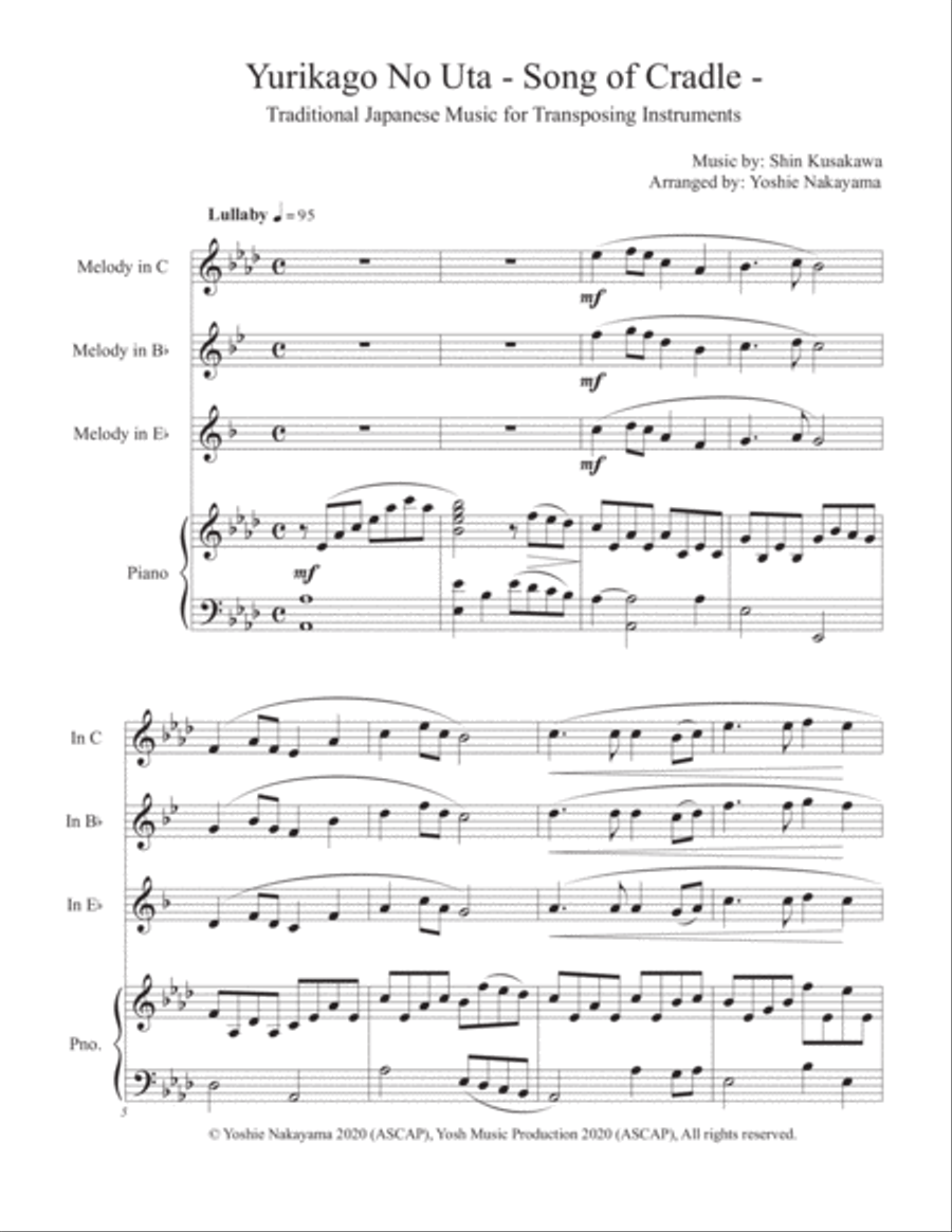 Yurikago No Uta - Song of Cradle Alto Saxophone scores gallery preview page 1